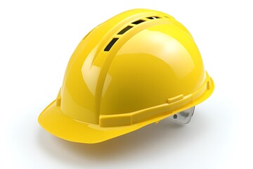 Fototapeta premium Bright Yellow Hard Hat Isolated for Industrial Safety Compliance Focus