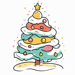 Illustration of christmas tree in Continuous line drawing style