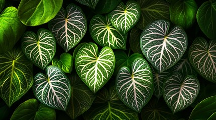 Naklejka premium A Collection of Various Green Heart Shaped Leaves Together