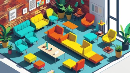 Colorful Modern Living Room Interior Design