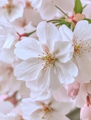 Soft Cherry Blossom Petals in Spring Light with Delicate Pink Hues Showcasing Nature's Beauty and Serenity in a Close-Up Photography Style
