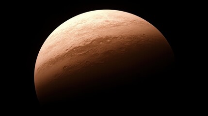 Obraz premium A stunning view of Mars' surface captures the planet's distinct features, showcasing its rugged terrain and atmospheric depths against a dark cosmic backdrop.