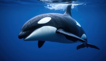 Fototapeta premium Orca swimming gracefully open ocean marine life underwater close-up wildlife conservation