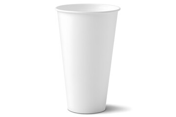 Minimalist presentation of a clean white paper cup on a seamless backdrop