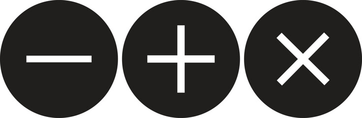 Mathematical circle icon in flat set plus divide multiple symbols. isolated on transparent background