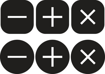 Fototapeta premium Mathematical square circle icon in flat set plus divide multiple symbols. isolated on transparent background