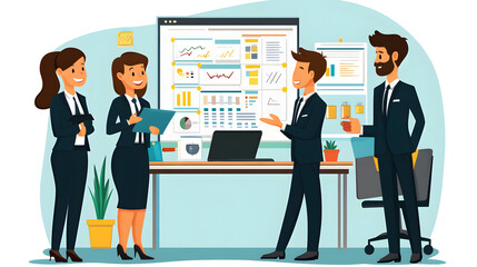 Professional Cartoon Vector Illustration of Business Employees Maintaining a Schedule