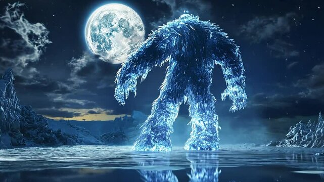 Frozen Colossus Under the Glacial Moon