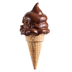 Obraz premium Indulge in a luscious scoop of glossy chocolate ice cream on a sugar cone highlighting its luxurious and creamy texture