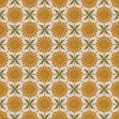 Fototapeta premium Intricate Golden Yellow and White Ornamental Tile Seamless Pattern