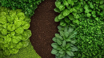 Fresh Green Organic Vegetables Surrounded by Rich Dark Soil