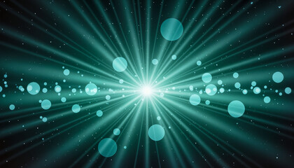 Obraz premium Glowing orbs of Aquatic Awe energy radiating in deep space with cosmic mist and stars