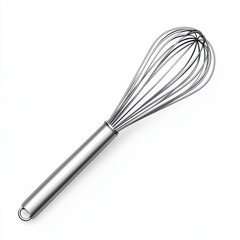 Stainless steel whisk isolated on a white background. Essential kitchen tool for mixing and whipping ingredients. Isolated on transparent background