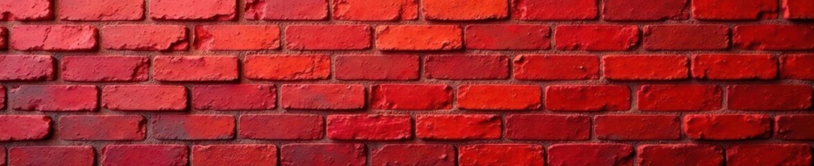 Obraz premium Rustic red brick wall texture, wide angle view , old brick, grunge