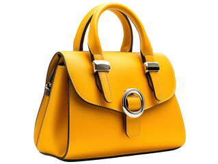Isolated yellow leather handbag
