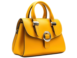 Isolated yellow leather handbag