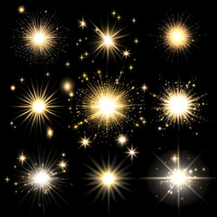 Naklejka premium Bright golden fireworks burst against black night sky
