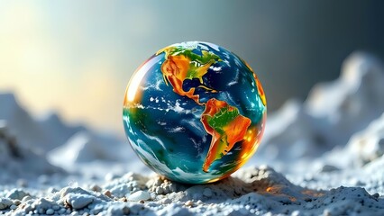 earth globe in snow