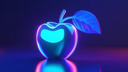 Obraz premium Shiny, glowing apple with neon colors