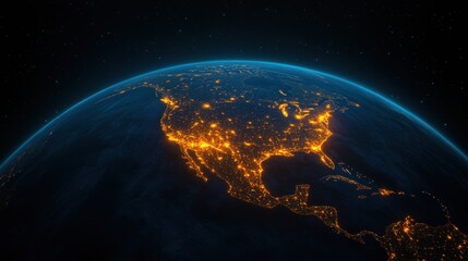 Fototapeta premium North America at Night: A Stunning View of Earth's City Lights