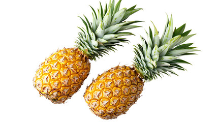 PNG Two Ripe Pineapples, Tropical Fruit, Sweet, Juicy, Yellow, Fresh, Isolated, Black Background, vitamin isolated on transparent background
