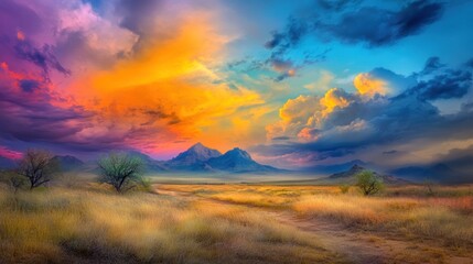 Fototapeta premium Majestic Sunset over Desert Mountains
