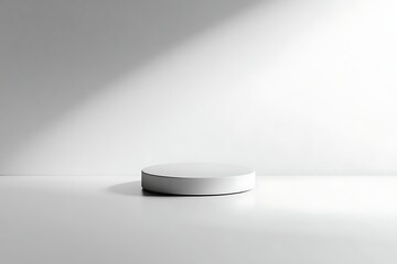 White round podium on a white background with a shadow