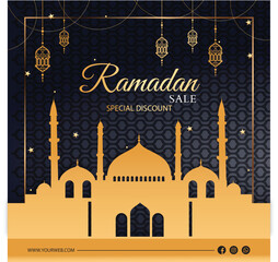 Ramadan Mubarak Social Media Post Design, Islamic Festival Social Media Post Design Template