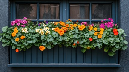 Fototapeta premium Vibrant floral display in a window box