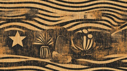 Vintage Texas-Inspired Seamless Pattern with Iconic Elements and Textures, Perfect for Unique Design Projects and Decorative Applications