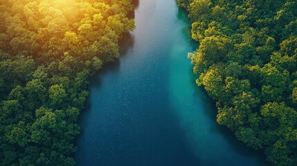 Aerial view of a beautiful river winding through an American National Forest - Image 9 of 12 - 5824 x 3264 19MP - created by AI