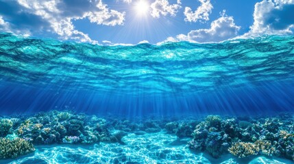 Underwater Paradise: Sunbeams Dance on Vibrant Coral Reef