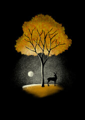 Ilustracja Złota Noc Złote drzewo  © ukasz