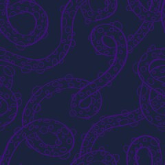Abstract Seamless Pattern with Wavy Lines and Bubble Circles for Background Design, blue and purple 
