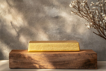 Gold bar representation of wealth and financial stability in a market context