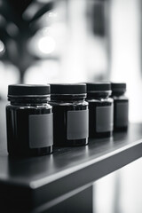 Glass Bottles with Black Caps