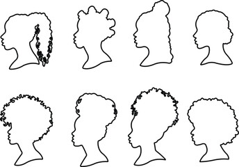 Women icon in line set. isolated on transparent background