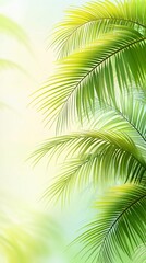 Fototapeta premium Lush Green Palm Leaves Against a Soft Pastel Background Light