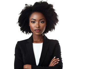 Confident businesswoman in formal attire on transparent background