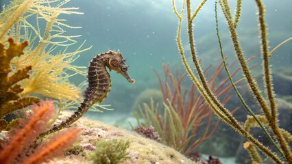 Fototapeta premium Seahorse Among Underwater Flora