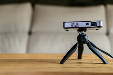 projector on a wooden table