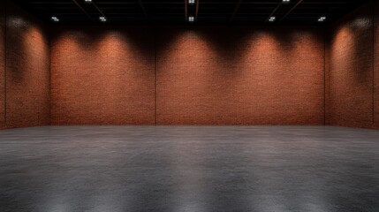 Obraz premium Empty Room with Brick Walls and Concrete Floor