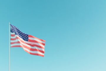 Fototapeta premium serene flat design illustration depicts american flag solemnly waving symbolizing honor and remembrance for memorial