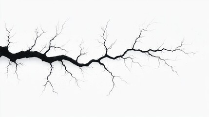 Abstract Black Branch on White Background: A Study in Nature's Intricate Design