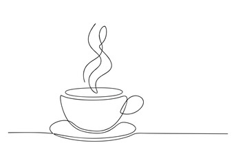 Continuous One Line Cup of Coffee | Minimalist Beverage Vector Illustration