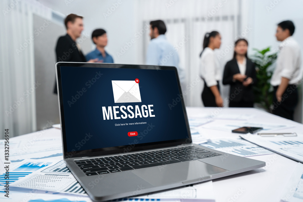 Aufkleber Email notification message showing on computer screen brisk. Digital marketing message information text from business to customer client