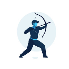 Archery practice by focused athlete aiming an arrow, precision in motion