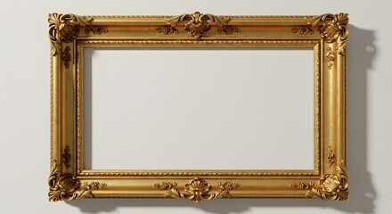 A gold ornate frame with intricate details for luxury branding. textspace. copyspace. Frames & Borders