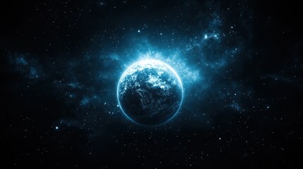 Fototapeta premium Celestial Enigma: A Glowing Planet in the Vast Cosmos