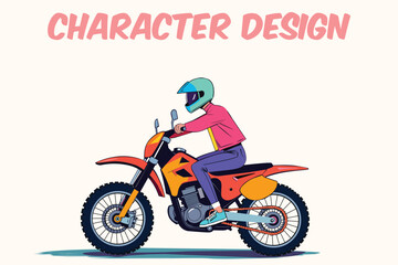 Obraz premium Vintage-style vector illustration of a dirt bike rider in action, wearing a helmet and racing gear. Perfect for motorcycle clubs, enduro championships, biker apparel, and adventure-themed designs.